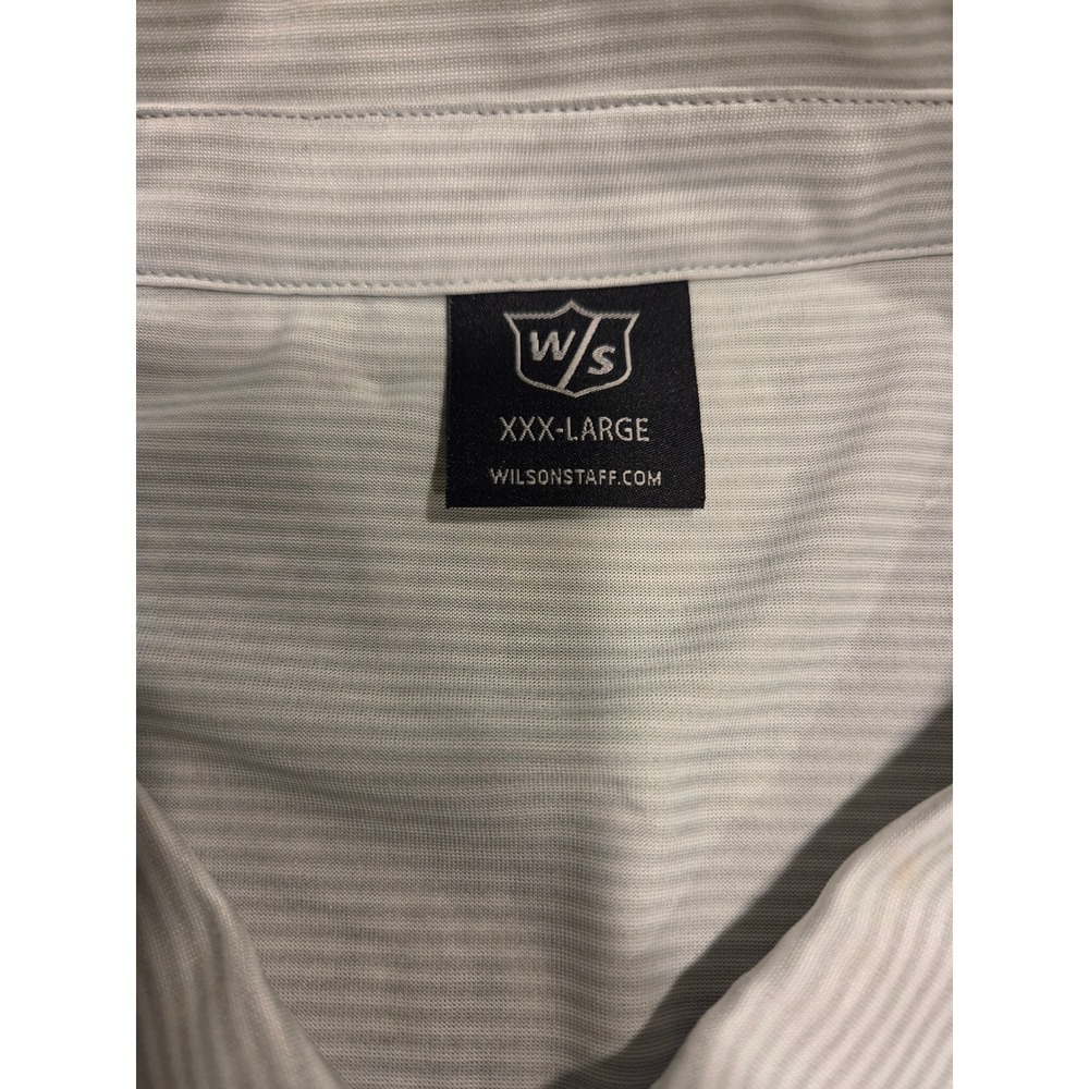 Wilson‎ Staff Mens Grey White Striped Golf Polo Shirt Short Sleeve Size 3XL NEW - Picture 2 of 8